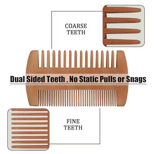 Men's Beard Brush Kit with Pearwood Comb and Boar Bristle Beard Brush, Beard Grooming Tools for Home and Barbershop