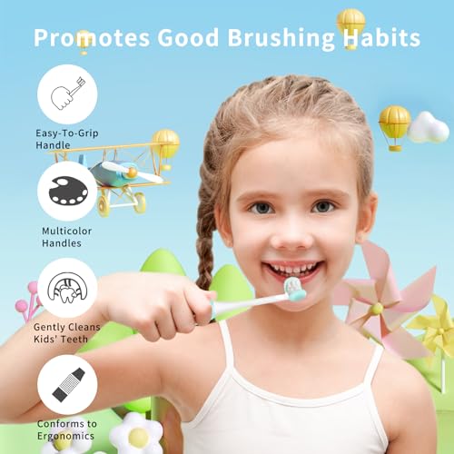 LEYUYO 3 Sided Toothbrush Kids, Soft Bristles Toddler Toothbrush, Boys Girls Toothbrush, Autism Training Toothbrush, 360° Oral Teeth Cleaning