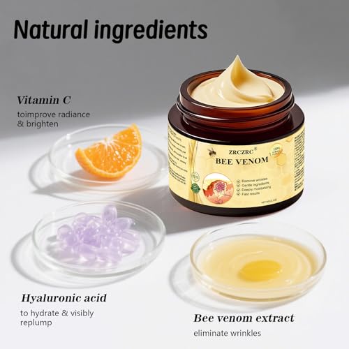 Bee Venom Skin Treatment Cream, Bee Venom Comprehensive Cream, Face lifting and firming, Effective In Reducing Skin Blemishes, Gentle and Non-irritating, Suitable For All Parts 2.1 Ounce (Pack of 1)