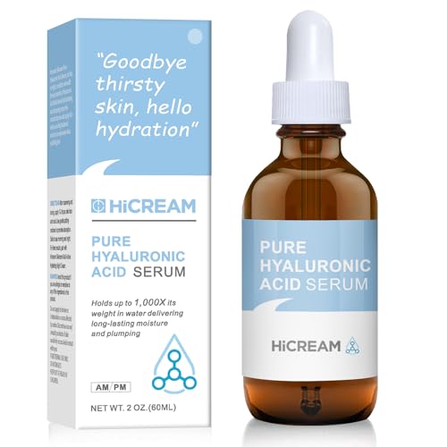 Hyaluronic Acid Serum for Face, Brightening Serum - Even Skin Tone, 100% Pure Anti Aging, Intense Hydration Moisture Non greasy Paraben Free, Water-based Skincare for Face (2 Oz)