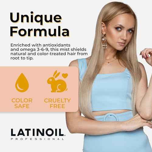 LATINOIL Chia Oil Heat Protectant Spray For Hair - Hair Thermal Protection Shield From Heat - Leave In Conditioner - Anti Frizz Moisturizer (8 Oz)