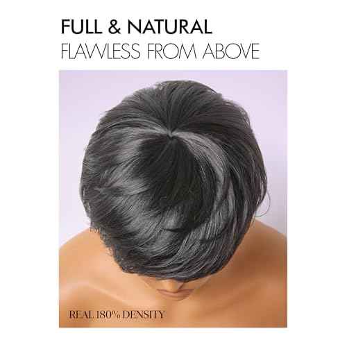 LUVME HAIR Ultra Comfort Throw On & Go Short Pixie Cut with Bangs 5 Inches Skin Friendly Cotton Cap 100% Real Human Hair Glueless Wig Glueless Wig Hair Loss Friendly Full Machine Made 22.5 Wig Cap