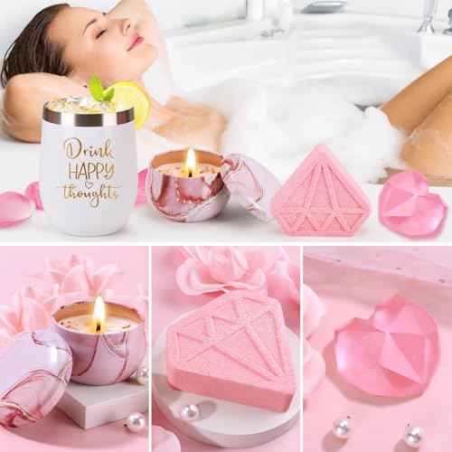 Birthday Gifts for Women Self Care Gift Set, Pink Relaxing Spa Gifts Basket Women Care Package Get Well Soon Gifts, Unique Christmas Presents for Mom Her Wife Sister Grandma, Thinking of You Gifts
