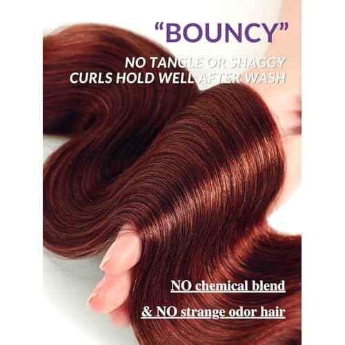 13A Double Drawn Reddish Brown Thick Body Wave Bundles Raw Human Hair 20 Inch, Shed Free Copper Red Auburn Soft 100% Raw Human Hair Single Bundles Colored 33B Weave