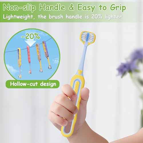 Toddler Toothbrush 4 Pack, Soft Baby Toothbrush Efficient 3 Sided Kids Tooth Brush for Ages 1-12 Years, Infant Training Tooth Brush Complete Tooth and Gum Care, Easy to Grip(Patent)