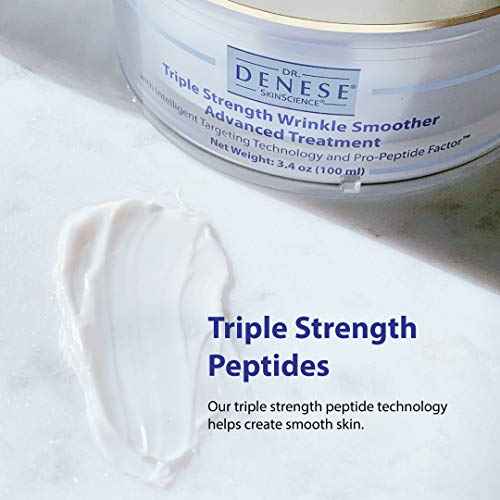 Dr. Denese SkinScience Triple Strength Wrinkle Smoother Advanced Treatment Combines Natural Extracts with Enhanced Peptide Technology To Tighten & Firm Skin - Paraben-Free, Cruelty-Free - 3.4oz