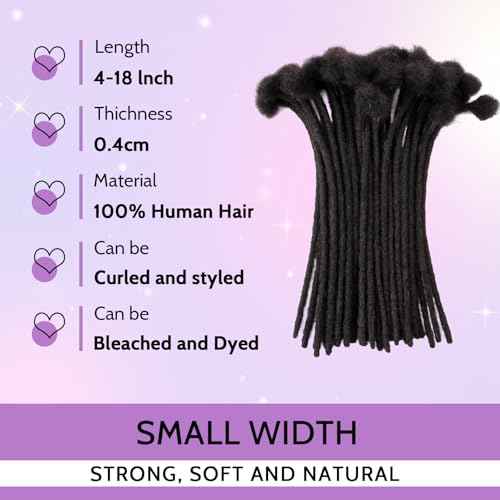 Loc Extensions Human Hair 0.4cm&0.6 cm&0.8cm width 4-18inch 10, 20, 40, 100 strands 100% Human Hair Locs Extensions for Men Women Natural Dreadlocks Can Be Dyed Bleached Curled 0.4cm 6inch 60 Strands