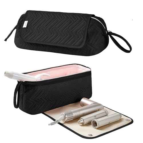 Leudes Hair Tools Travel Bag for Women Heat Resistant Mat for Travel Essentials Hot Tools Straighteners,Flat Irons,Curling Iron,Hot Air Brushes and Hair Dryer Organizer Bags 2 in 1(Black)