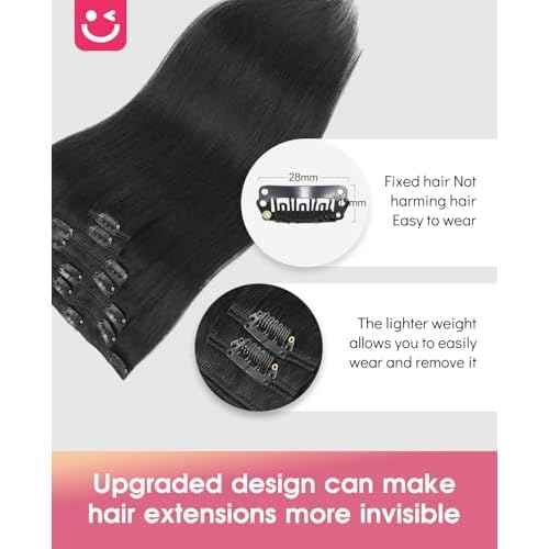 Youngsmile Clip in Hair Extensions Real Human Hair, Human Hair Clip in Extensions for Women, #1 Jet Black,Soft Silk Straight,14 inch 120 Gram 7pcs (CLIP#1-14Inch)
