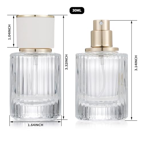 2 Pack 30ml 50ml Empty Perfume Spray Bottles, Refillable Fine Mist Atomizer Portable Travel Cologne Atomizers Fragrance Containers Sprayer for Perfume(50ML White cap and 30ML White cap)