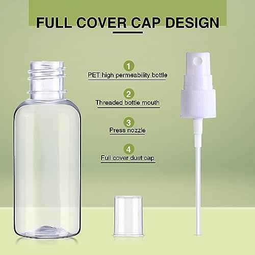 Uiifan 100 Pcs Mini Clear Spray Bottles 1 oz Small Empty Plastic Fine Mist Spray Bottles with Small Funnels for Essential Oils Travel Alcohol Perfumes