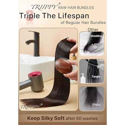 TRIIPPY Straight Bundles Human Hair,100% Raw Cambodian Hair Sew In Weave Single Bundle,Triple The Lifespan Over Regular Virgin Hair Bundle,No.1 Raw Hair Brand On Amazon(20 Inch,Natural Color)