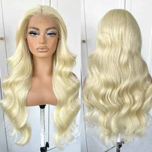 13x6 Blonde HD lace front wig glueless White wigs Synthetic lace front wig pre plucked pre cut 613 body wave Wear And Go Lace front wig For cosplay party