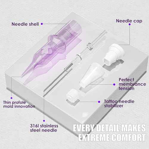 Neebol 50Pcs Tattoo Cartridge Needles Assorted Mixed Sizes - #12(3/5/7/9RL¡¢5/7RS¡¢7/9/15RM¡¢15M1) - Professional Tattoo Needles Cartridges for Lining & Shading Disposable Membrane for Tattoo Pen