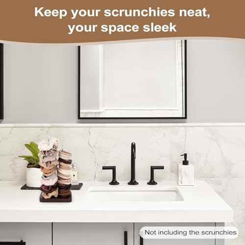 Scrunchine Holder Stand, 2 Tier Hair Tie Tower Hold 50~70 Scrunchies,Claw Clip Holder, Modern Fashion Hair Ties Organizer Storage for Girls, Women, Display(Walnut Color)