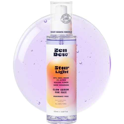 Zen Dew Star Light Korean Snail Mucin Serum (3.38 oz) Brightening & Hydrating K Beauty Face Serum for Glass Skin Glow – Smoothing Korean Skin Care