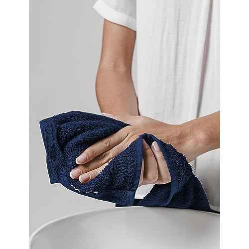 Delara Towels Cotton Washcloths Set 100% Organic Cotton, GOTS Certified Premium Quality Face Cloths, Feather Touch Technology Highly Absorbent and Soft Feel Fingertip Towels, Pack of 24