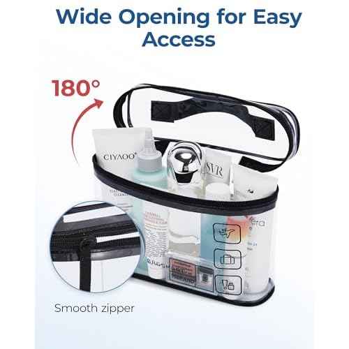 BAGSMART TSA Approved Toiletry Bag, 3 Pack Clear Makeup Cosmetic Bag Organizer, Quart Size Travel Bag for Toiletries, Carry-on Travel Accessories Essentials, Black-3pcs