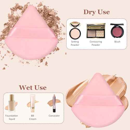 Colovis 48 PCS Powder Puff, Face Soft Makeup Sponge, Velour Triangle Powder Puff for Foundation, Makeup Puff Setting Makeup for Loose Powder, Beauty Tools(Pink)