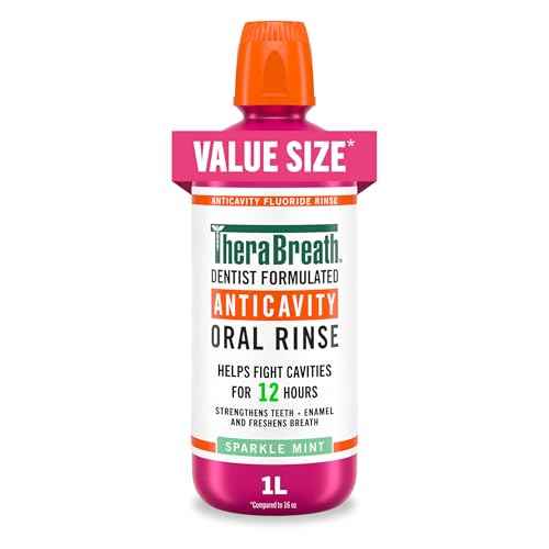 TheraBreath Anticavity Fluoride Mouthwash, Sparkle Mint, Dentist Formulated, 1 Liter