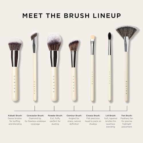 HALEYS Fan Makeup Brush ? Soft Vegan Fluffy Face Brush for Applying Highlighter, Bronzer & Finishing Powder, Precise, Luminous Blending Tool, Cruelty-Free