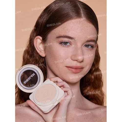 SHEGLAM SKin-Focus Full Coverage Powder Foundation Oil-Control Lightweight Face Pressed Powder Makeup-Nude
