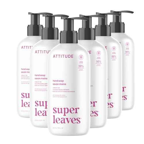 ATTITUDE Liquid Hand Soap, EWG Verified, Plant and Mineral-Based, Vegan Personal Care Products, Coconut & Wild Berries Scent, 16 Fl Oz (Pack of 6)