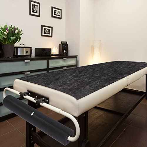 Buryeah 2 Rolls 100 Pcs Disposable Massage Table Paper Roll 32" x 71" Spa Bed Sheets Non-woven Exam Table Sheets Paper Covers for Massage Spa Beauty Salon Waxing Exam(Black)