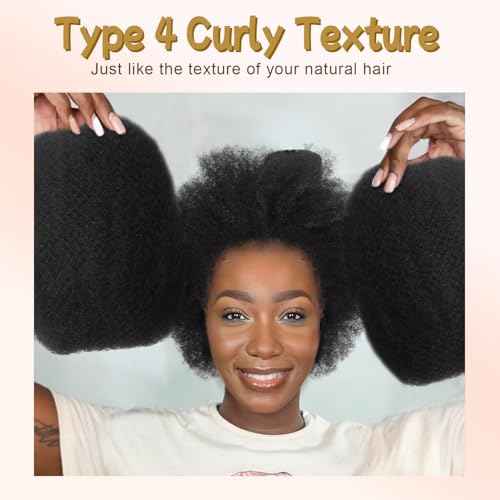 Afro Kinkys Bulk Human Hair -22 Inch 50g 4c Kinky Curly Bundles Human Braiding Hair For Mini Twist/Dreadlocks Extensions/Braids/Locs (1B, 22 Inch(Pack of 1))
