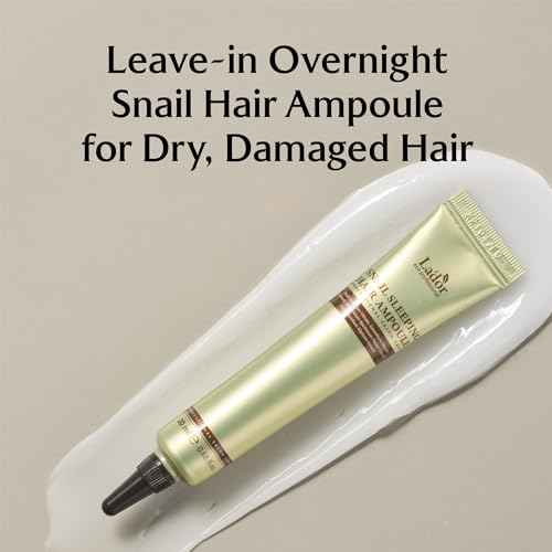 LADOR Snail Sleeping Hair Ampoule Serum - Intensive Overnight Leave-In Mask - Treatment for Frizzy Dry Damaged Thinning Hair Korean Haircare