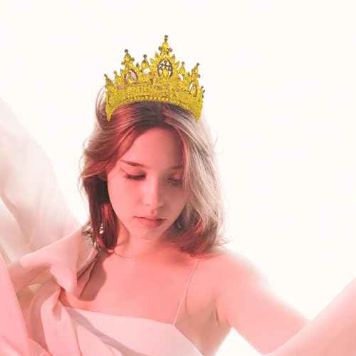 Large Tiaras and Crowns for Women Crystal Tall Pageant Crowns Rhinestone Royal Queen Headband Princess Quinceanera Headpieces for Wedding Birthday Prom Party Costume Cosplay