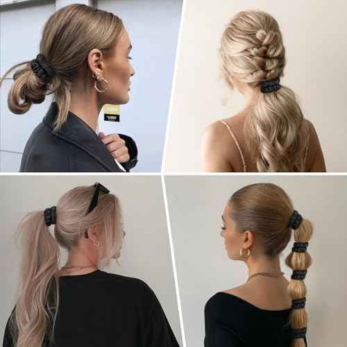 6PCS 100% Mulberry Silk Scrunchies Small Black Silk Hair Ties No Damage Satin Hair Scrunchies for Women Girls Simple Versatile High Elasticity DEMAZALO