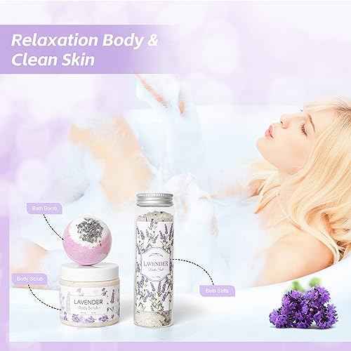 Lavender Spa Gifts Set, 11 Pcs Bath Gift Set for Women, Relaxing Spa Gifts, Home Spa Products, Birthday Gifts for Women Valentine's Day