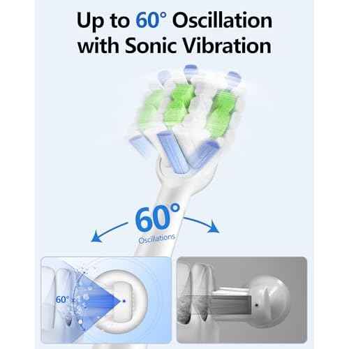 Sonic Electric Toothbrush for Adults, 60¡Æ Oscillation & Vibration Smart Toothbrush with Customizable App, 3 Brush Heads, Wireless Rechargeable Travel Wave Electric Toothbrush, IPX7 Waterproof