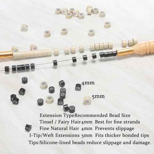 2500pcs 4mm Hair Tinsel Extentions Beads, Silicone Lined Micro Rings Links,Hair Fairy Beads for Hair Extensions,Multi-colored