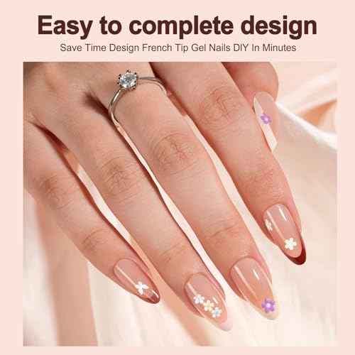 150Pcs French Gel Nail Tips Almond, Vansiho Medium Nail Tips, Pre-French Tips Press on Nails, Acrylic Fake Nails for Nail Art DIY 15 Sizes