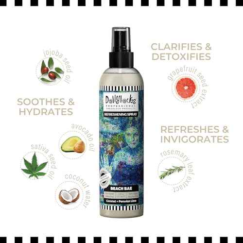 Dollylocks Refreshening Spray ? Residue-Free Dreadlock & Loc Moisturizer Spray, Plant Based Deodorizer & Conditioner for Dreads,Vegan & pH-Balanced (Beach Bae Scent, 8oz)