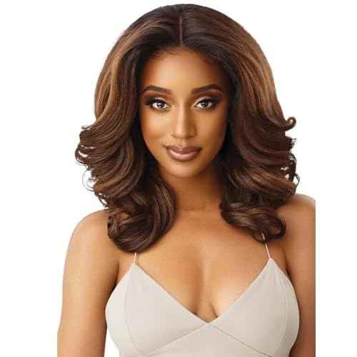 Outre LACEFRONT PERFECT HAIR LINE Glamorous Wavy Fully Hand-Tied 13¡±x 6¡± Frontal HD Baby Hair Transparent Lace Easy-to-Style Heat Friendly - JULIANNE (DR2/CHOSWI)