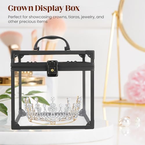 Crown Box 7.9 x 6.7 x 7.5inch, Clear Makeup Case,Cosmetic Organizer, Large Capacity Transparent Acrylic Artists Display Case for Vanity,Bathroom Counter or Dresser