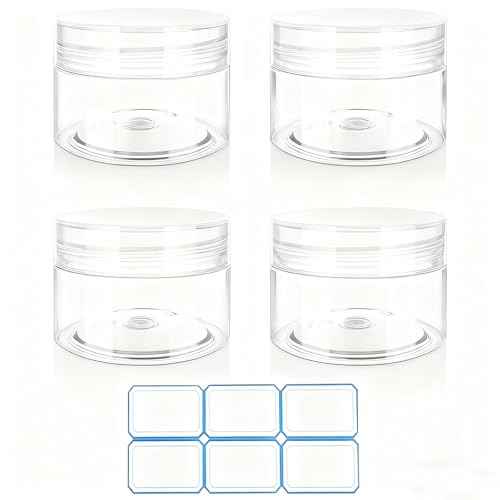 4 Pack 1 Oz (30ml) travel containers for creams Leak Proof with Labels
