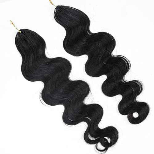 Body Wave Feather Crochet Human Hair Extensions Pre Looped Hair Extensions Body Wave Knotless Soft Pre-Separated Crochet Human Hair Natural Color 16inch 120g