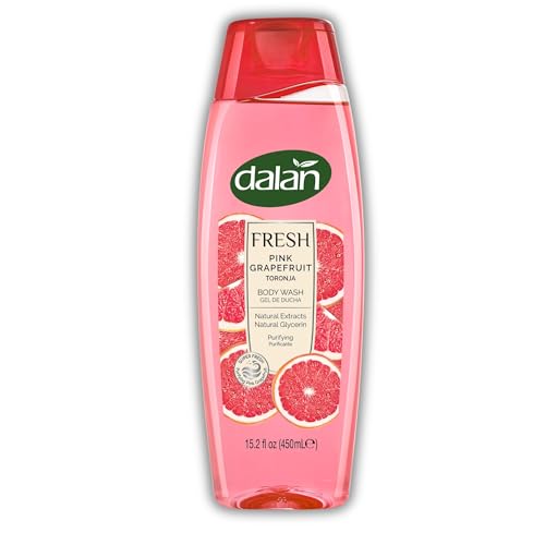 Dalan Natural Extracts Body Wash, with Fresh Pink Grapefruit & Aloe Vera & Sea Minerals, 15.2 fl oz (1 Pack, Grapefruit)