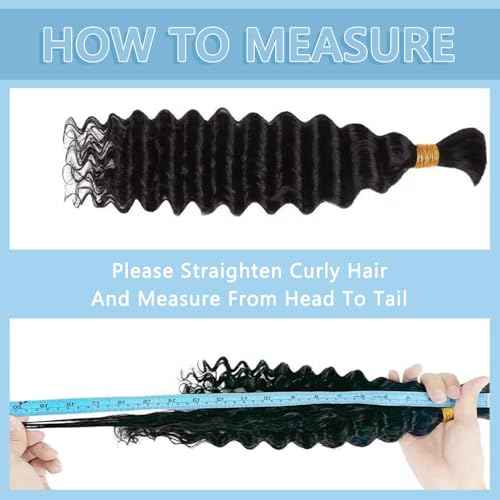 Human Braiding Hair for Boho Braids 150g 24 Inch 6 Bundles/Pack Dark Brown Human Hair Deep Wave Bundles Boho Hair for Braiding 12A Knotless Human Hair Braiding Hair Curly Hair Extensions 2#