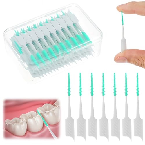 300 Pcs Dual-Use Interdental Brushes Disposable Dental Picks Soft Silicone Interdental Brush Premium Dental Floss Picks for Adults Teeth Health Cleaning Tools (Green)