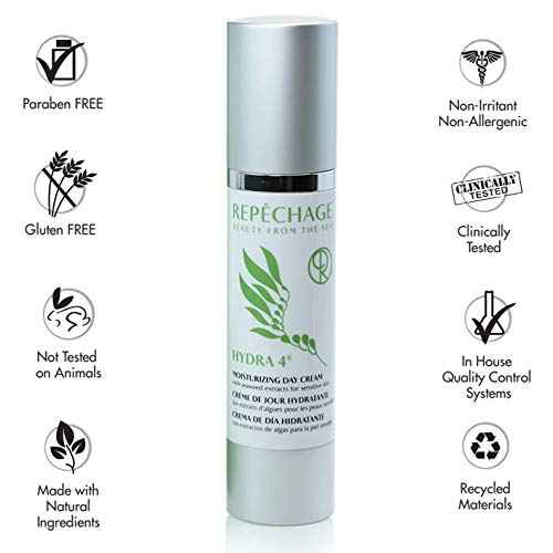 Repechage Hydra 4 Daily Moisturizer Face Cream - 1.7 Fl OZ Age Defying Skin Care Protection Lotion | Retinol, Lactic & Hyaluronic Acid Cream, Vitamin E & C - Dry and Sensitive Skincare