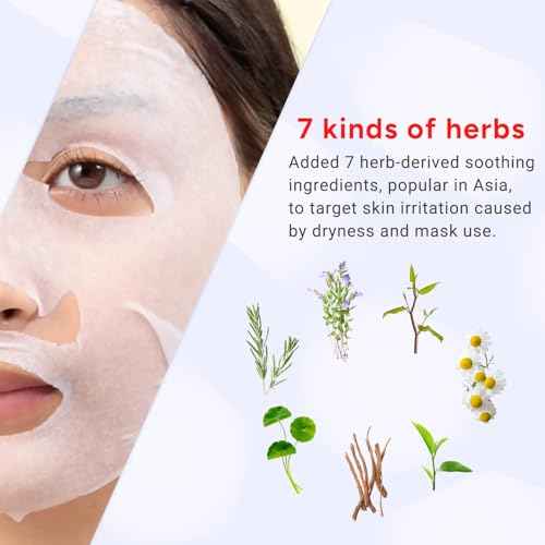 Lululun 7 Sheet Vitamin C Face Masks Skincare for Women & Men, Daily Face Mask Sheet for Pore Firming & Dull Skin, Facial Mask Sheet with 7 Herbs, Japanese Face Masks with 7+1 Vitamns Complex, HYDRA V