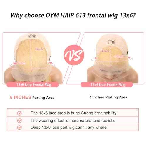 613 Lace Front Wig Human Hair 13x6 Transparent Lace 613 HD Lace Frontal Wig Straight Blonde Lace Front Wigs Pre Plucked With Baby Hair 30 Inch