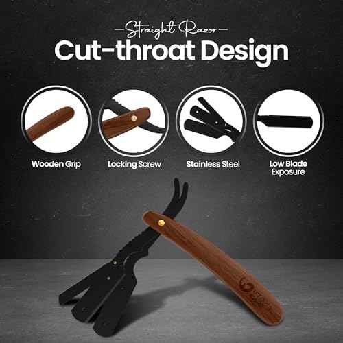 Utopia Care Straight Razors For Men, Professional Barber Straight Edge Razor with 100 Single Edge Blades, Stainless Steel, Beard Shaving Kit For Men, Premium Smooth Natural Wooden Grip, Dark Brown