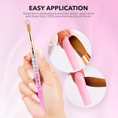 Kiara Sky Acrylic Brush #16 - Pink | 100% Pure Kolinsky | Crystal Cut Handle and Acetone Resistant