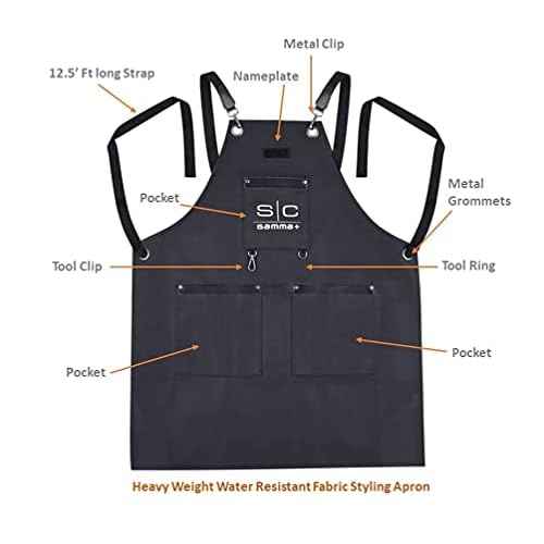StyleCraft Heavy Weight Waterproof Professional Barber-Salon Apron Cross Back Strap and Pockets